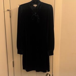 Calvin Klein Dark Green Velvet Long Sleeve Dress